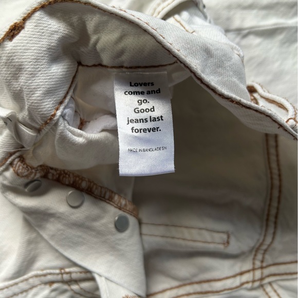 Pacsun white high rise dad jeans with brown stitching - Picture 3 of 6